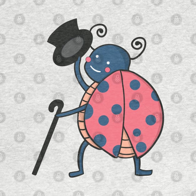 Kawaii cute Ladybug with top hat Drawing by MariOyama